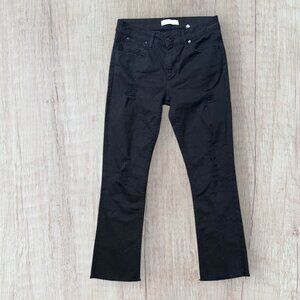 Sandro Paris Distressed Black Slim Fit Raw Edge Jeans Women’s Size 36 (US 4)